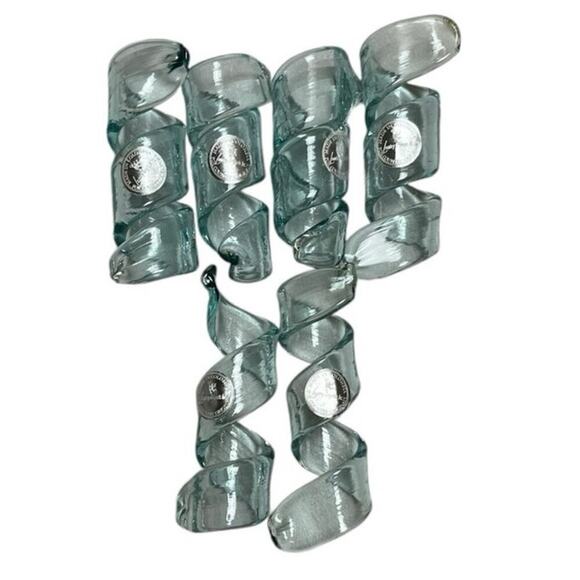 Country Glass Napkin Rings Made in Colombia 6 rings - Picture 1 of 6